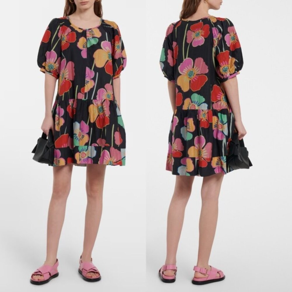 Velvet by Graham & Spencer Rachel Floral Print Mini Dress Silk Cotton Blend